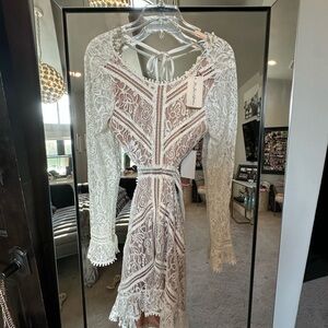 For Love And Lemons White Lace Long Sleeve Dress